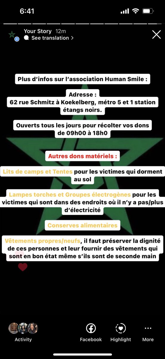 ladaronnedurezo's tweet photo. J’ai pas bcp de followers ici mais je partage qd même : #BRUXELLES Je propose mon aide pour récolter les dons pour le #Maroc. Je suis dispo tous les soirs pour prendre vos sacs et les amener à l’association HumanSmile à Koelkelberg,Bxl. Prochain aller-retour mercredi ⬇️+d’infos⬇️ https://t.co/z7cwnmaImw