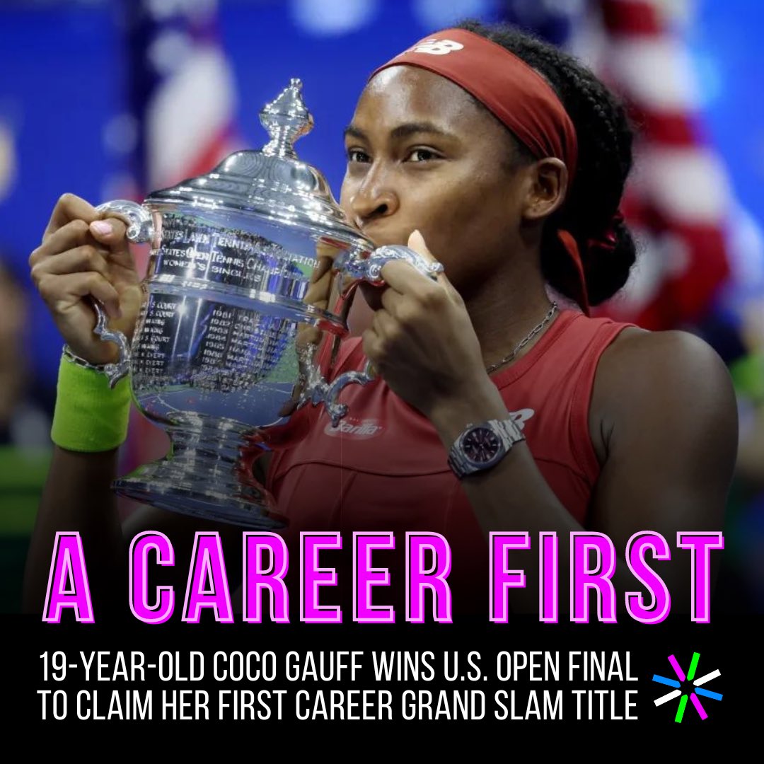 Coco Gauff took home the US Open yesterday, earning her first career grand slam title 🤩

The 19-year-old also became the youngest American U.S. Open winner since Serena Williams in 1999 👑

Gauff beat Aryna Sabalenka in the final 2-6, 6-3, 6-2 🙌 

#SmashTheBarriers