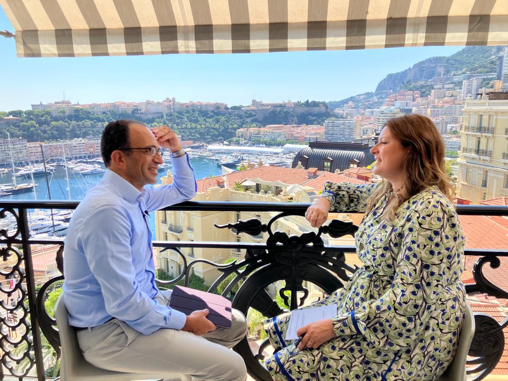 Reinsurance_Aon's tweet photo. Sherif Zakhary, CEO of Aon's Strategy and Technology Group, kick starts Rendez-Vous 2023 in Monte Carlo by speaking with Sophie Roberts of @_theInsurer TV. Look out for the final piece over the next few days. 
#RRS23 #RVS2023 #StrategyTechnology https://t.co/bcM9D2JLsL