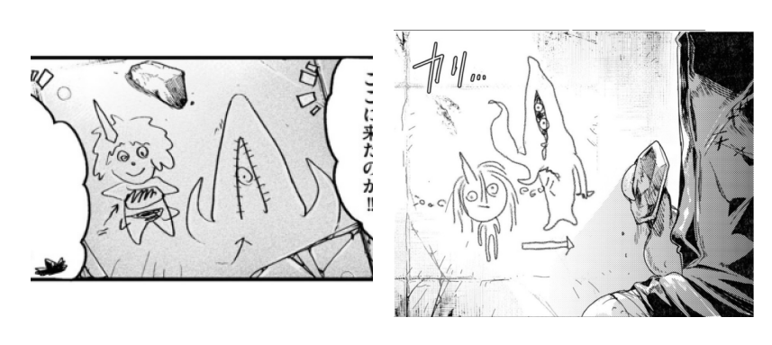 キリングの㊙メモ
5巻のユースのへたな絵は自分で下手なふうに描いた絵
4巻の鉄兜の少年のへたな絵は配偶者氏に「思い出しながらミとユ描いてみて」って言って描かせた絵 