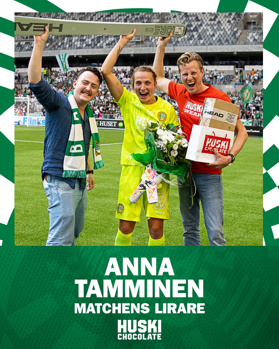 Nu kan det bara gå utför! Anna Tamminen utsågs, av matchsponsorn @HuskiChocolate, till bästa spelare i Hammarby efter 1-0 mot Djurgården. #Bajen