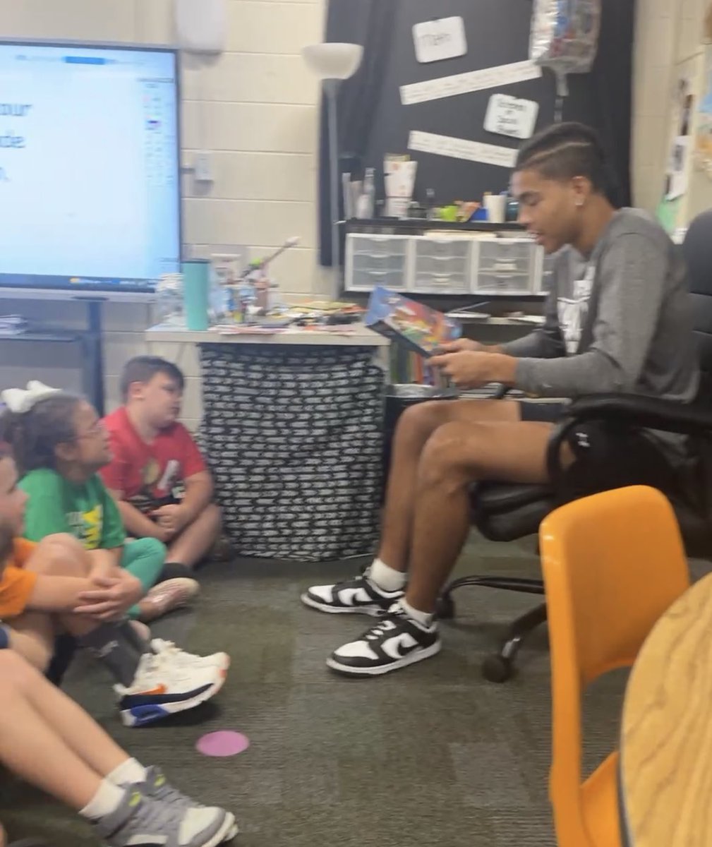 Tusculum University’s basketball player, Bryce, came to read to our class!