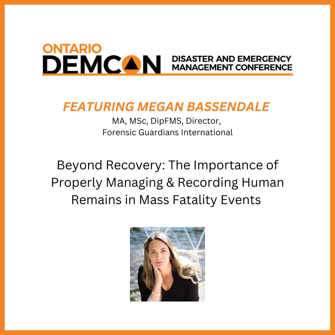 OntarioDEMCON's tweet image. Attendees will learn about the importance of dignified management of human remains in mass fatality events. 

#demcon #demconference #ontario #management #conference #event #community #networking #learning #speakers #northamerica #panels #discussions #discussion #interviews