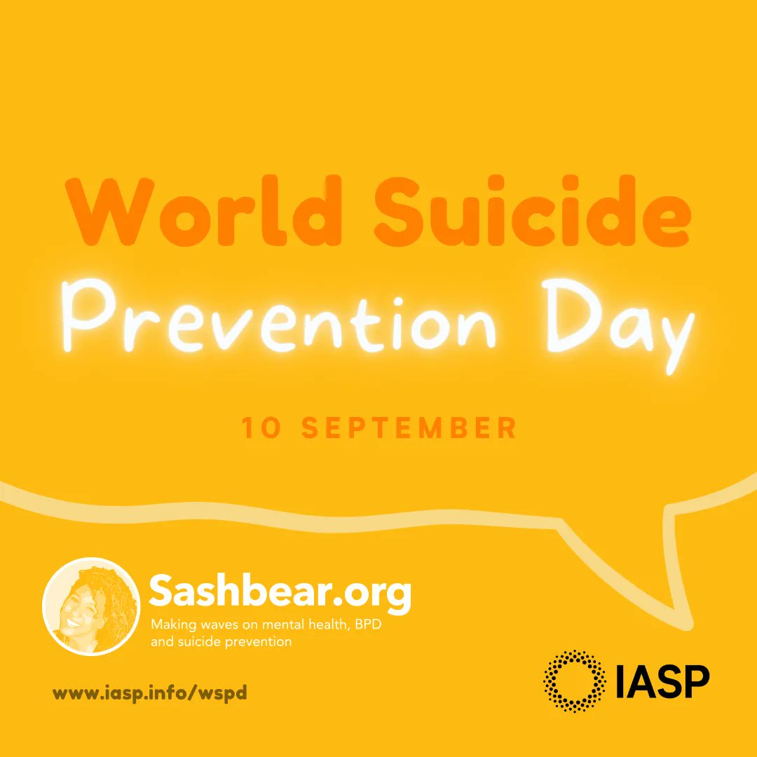 SashbearOrg's tweet photo. Today is World Suicide Prevention Day. Established in 2003 in conjunction with the World Health Organisation (WHO) aimed at reaching organizations, governments, and the general public, giving a singular message that suicide can be prevented.

 Join us in spreading the word! https://t.co/Q74Kywydv3