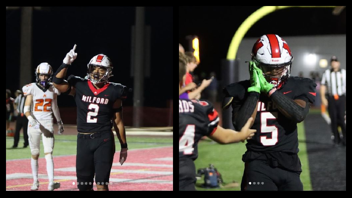 Together they were Thunder and Lightning during Week 4 against Anderson and now Tofa Luani and Nathan Webster need your support as each player is a nominee for a weekly award. buff.ly/3sTmhqg <a href="/MilfordEagleTDC/">Milford Eagles Touchdown Club</a>