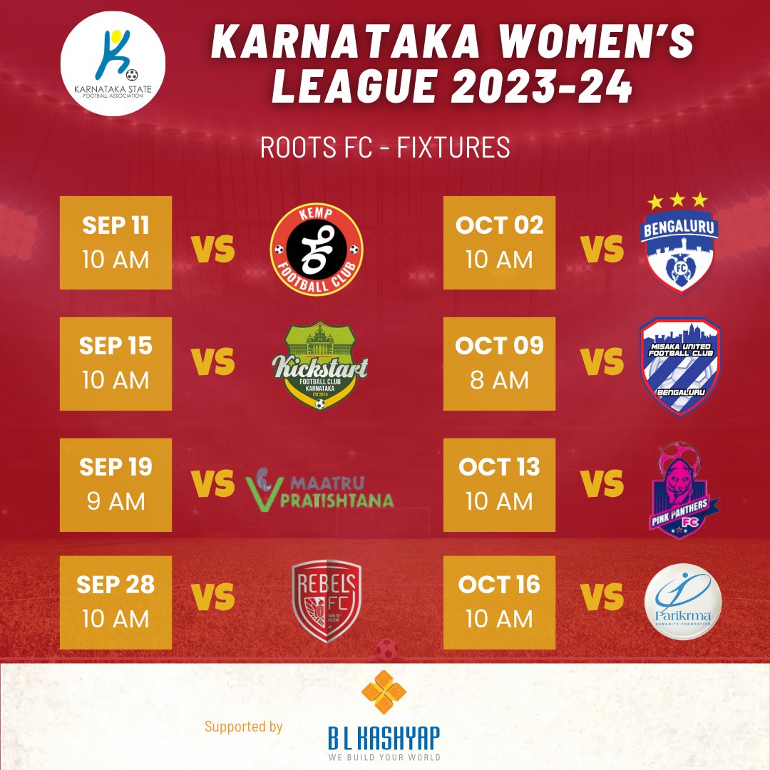 🗓Fixture Alert🗓 Get ready to cheer for Roots FC Women as they take on their rivals in the KSFA Women's League 2023-24! Streamed live <a href="/sportscastind/">Sportscast India</a> India YouTube Channel ⚽
#GoRoots #Superdivision #womenfootball #hergametoo #ksfawomensfootballleague
#KSFA #ksfawomen #bengaluru