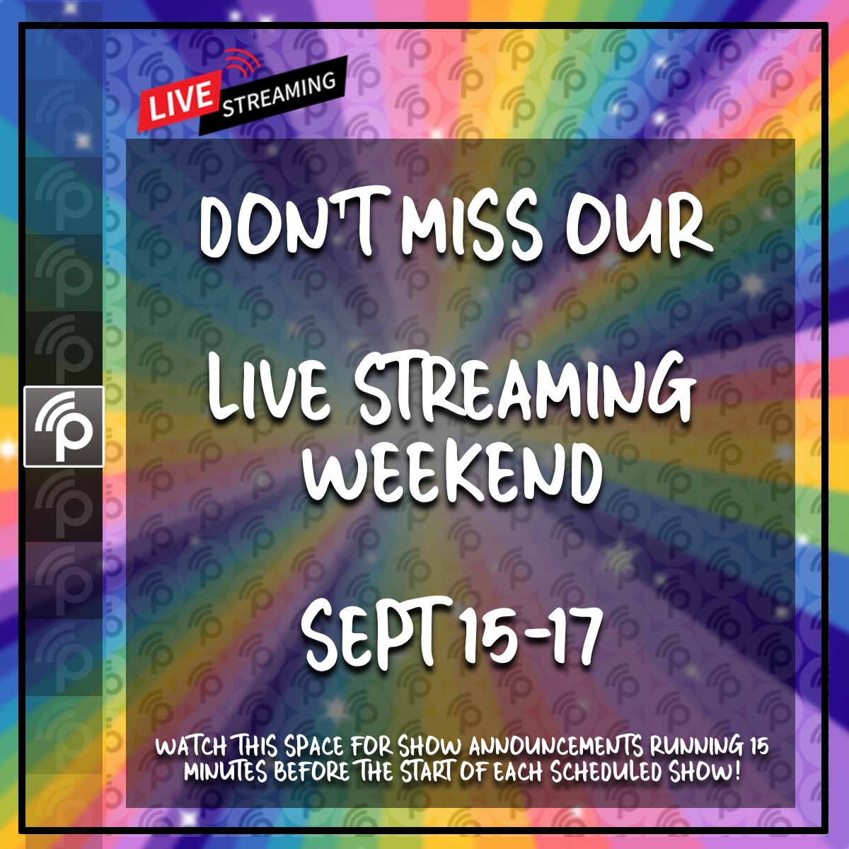 Pride48's tweet image. It's coming up fast. Our #LiveStreamingWeekend on #Pride48 starts at 6:30pm with our pre-show on Friday September 15 and runs until our closing show at 9:00pm on Sunday September 17. We hope you'll be there. #LGBTQIA pride48.com linktr.ee/pride48official ^VV