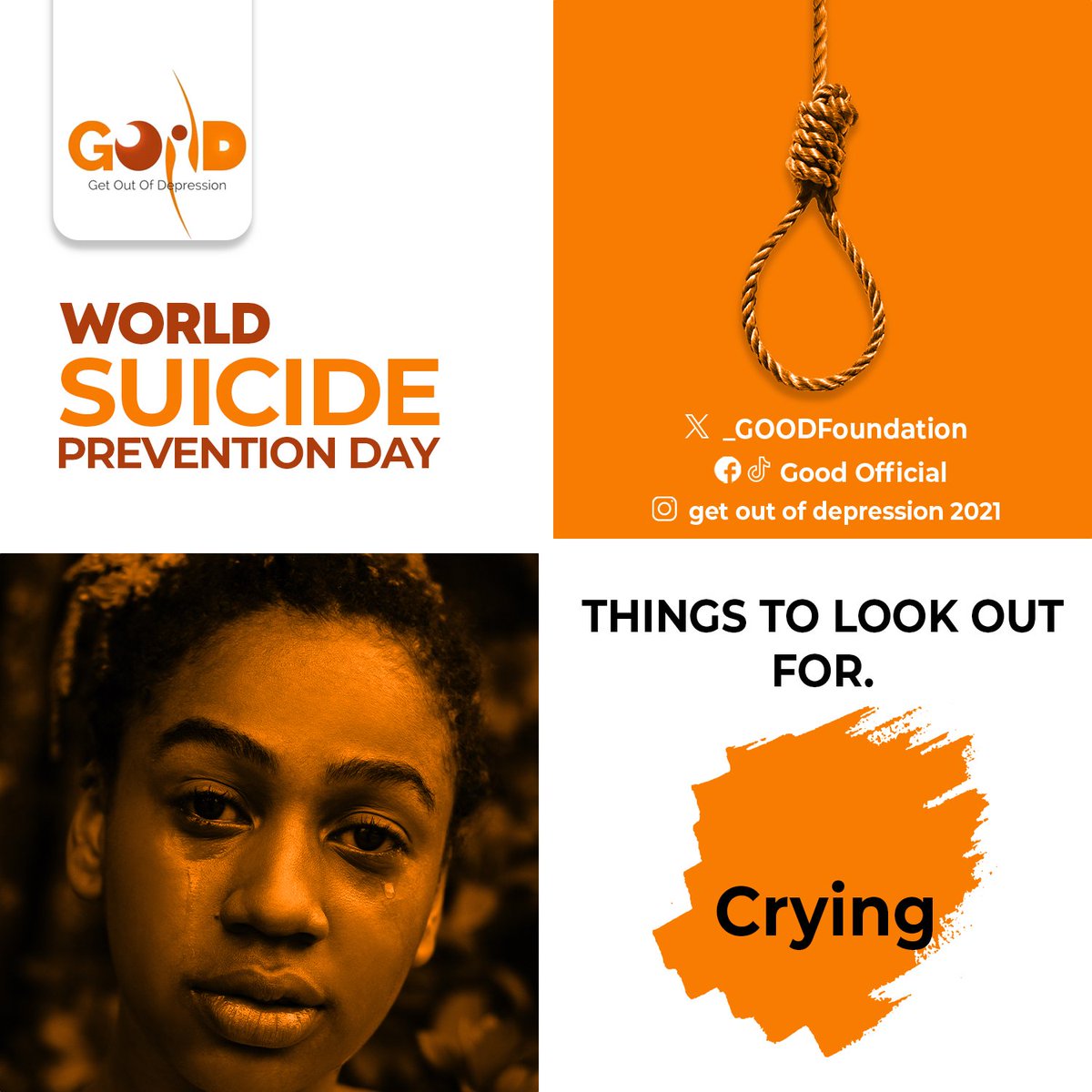 _GOODFoundation's tweet photo. There is always a way out so, contact the emergency line to seek help.
#endsuicide
#youmatter
#mentalhealthmatters
#endmentalstigma
#getoutofdepression https://t.co/uWJy1waPiI