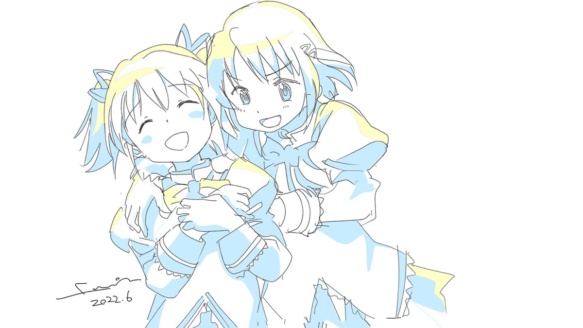 鹿目まどか ,美樹さやか 「」|ふみえー/あっちからの人のイラスト