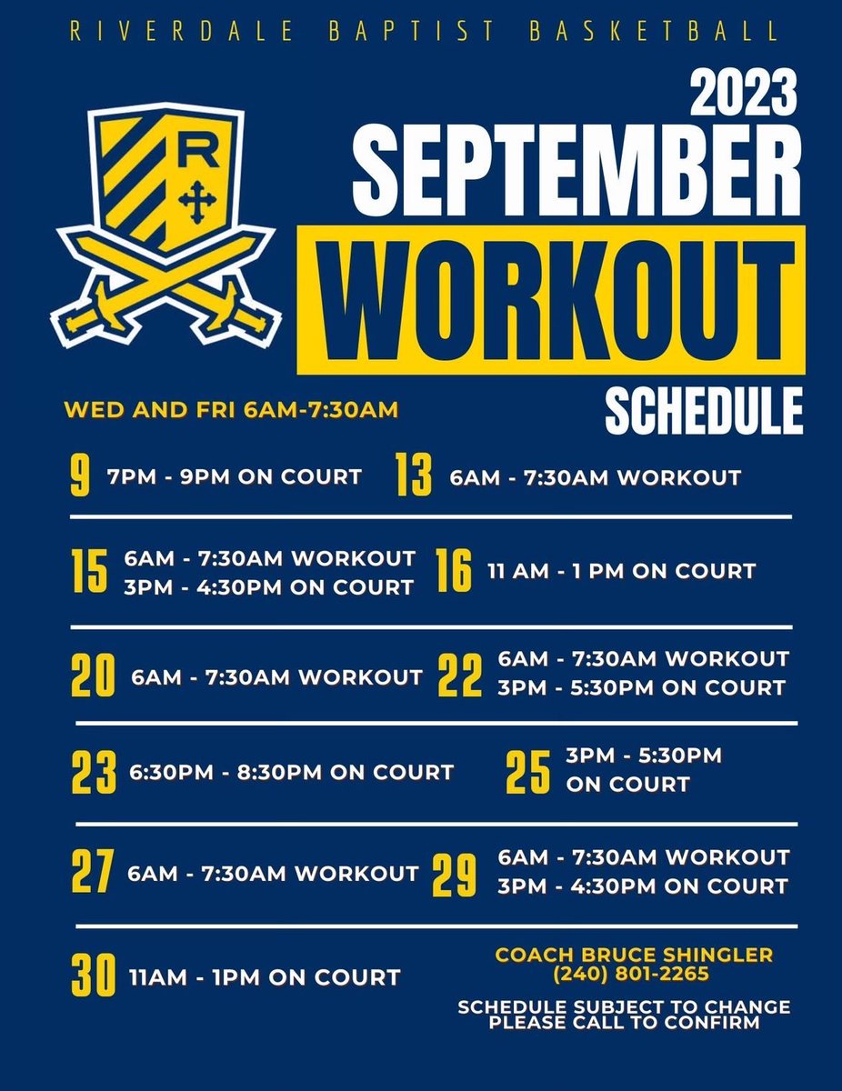 Fall workout Schedule #letswork