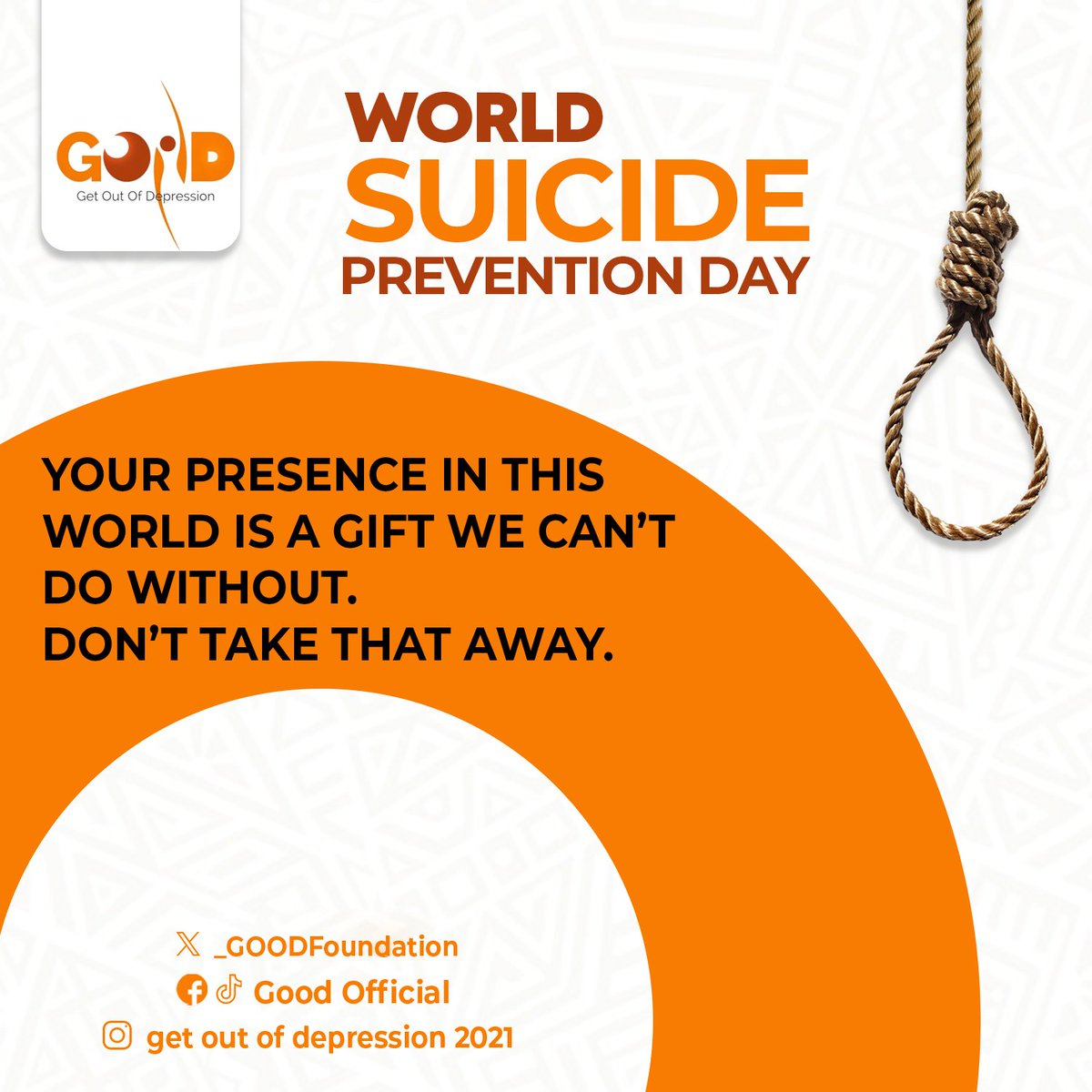 _GOODFoundation's tweet photo. #endsuicide
#youmatter
#mentalhealthmatters
#endmentalstigma
#getoutofdepression https://t.co/2NL8E4B5dF
