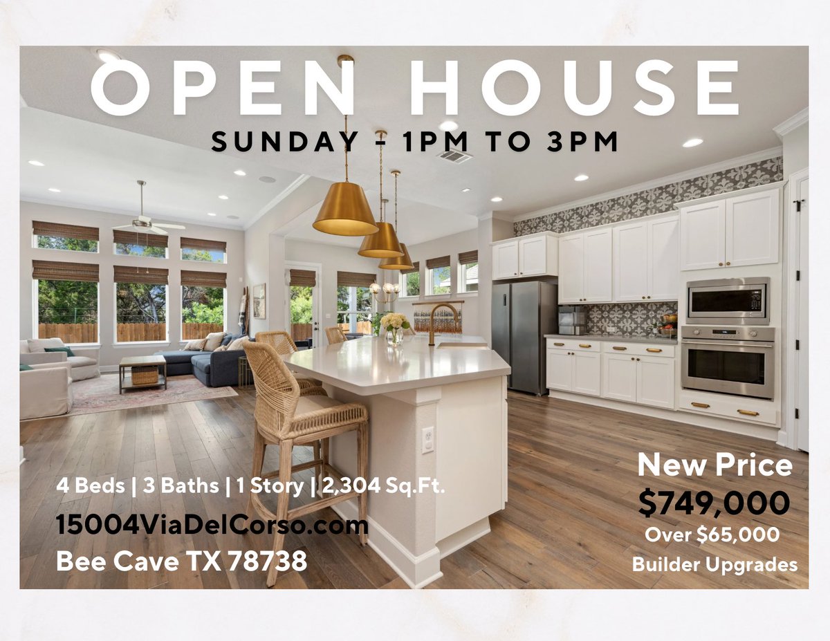 SELLER MOTIVATED - New Price $749,000 at 15004ViaDelCorso.com in #BeeCave #TX #TerraColinas #LakeTravis #SouthwestAustin #LakeTravisISD #HomeForSale #OpenHouse #Sunday #RealEstate