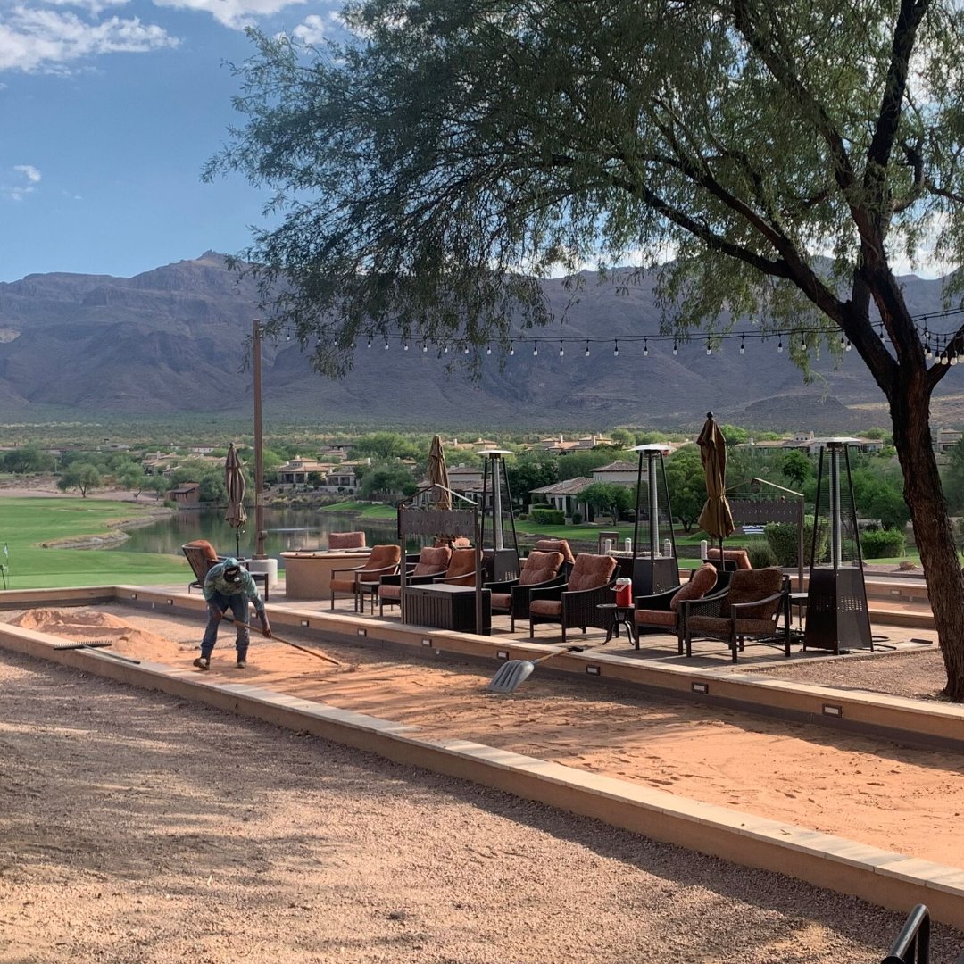 Surfaces to the Bocce Courts are getting a makeover and will be ready for play this fall! 
#LifeatSuperstition #Bocce #SMGCC