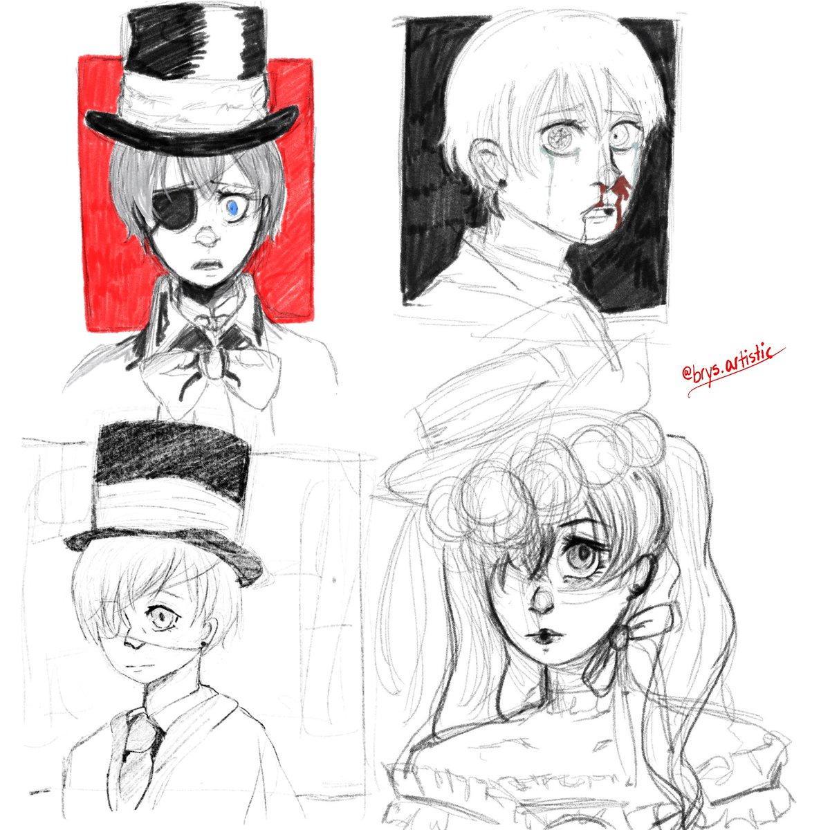 Ciel Phantomhive practice doodles #blackbutler #kuroshitsuji #cielphantomhive 🎩