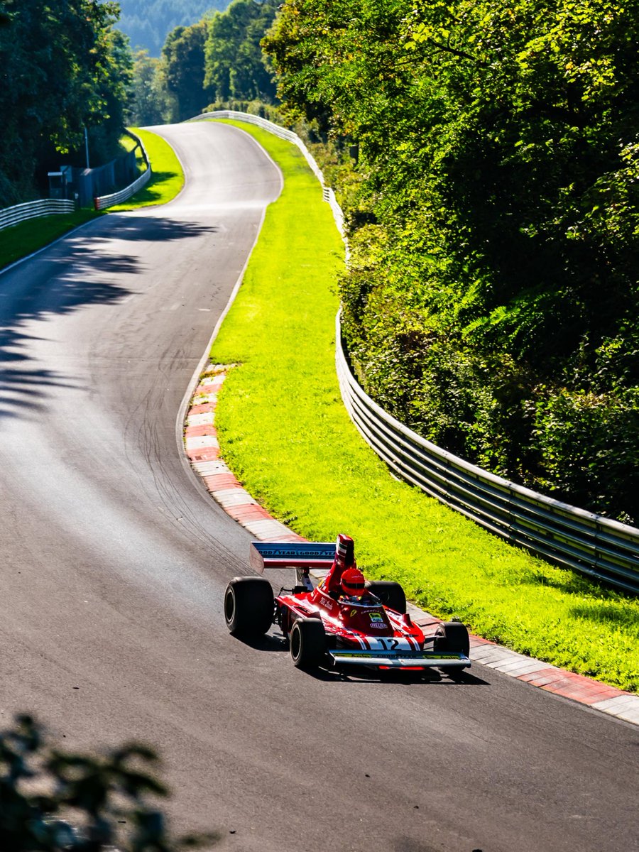 Simply legendary: Lauda's Ferrari 50 years later back in the mine - driven by his son Mathias! ❤️ #RBFormulaNBR