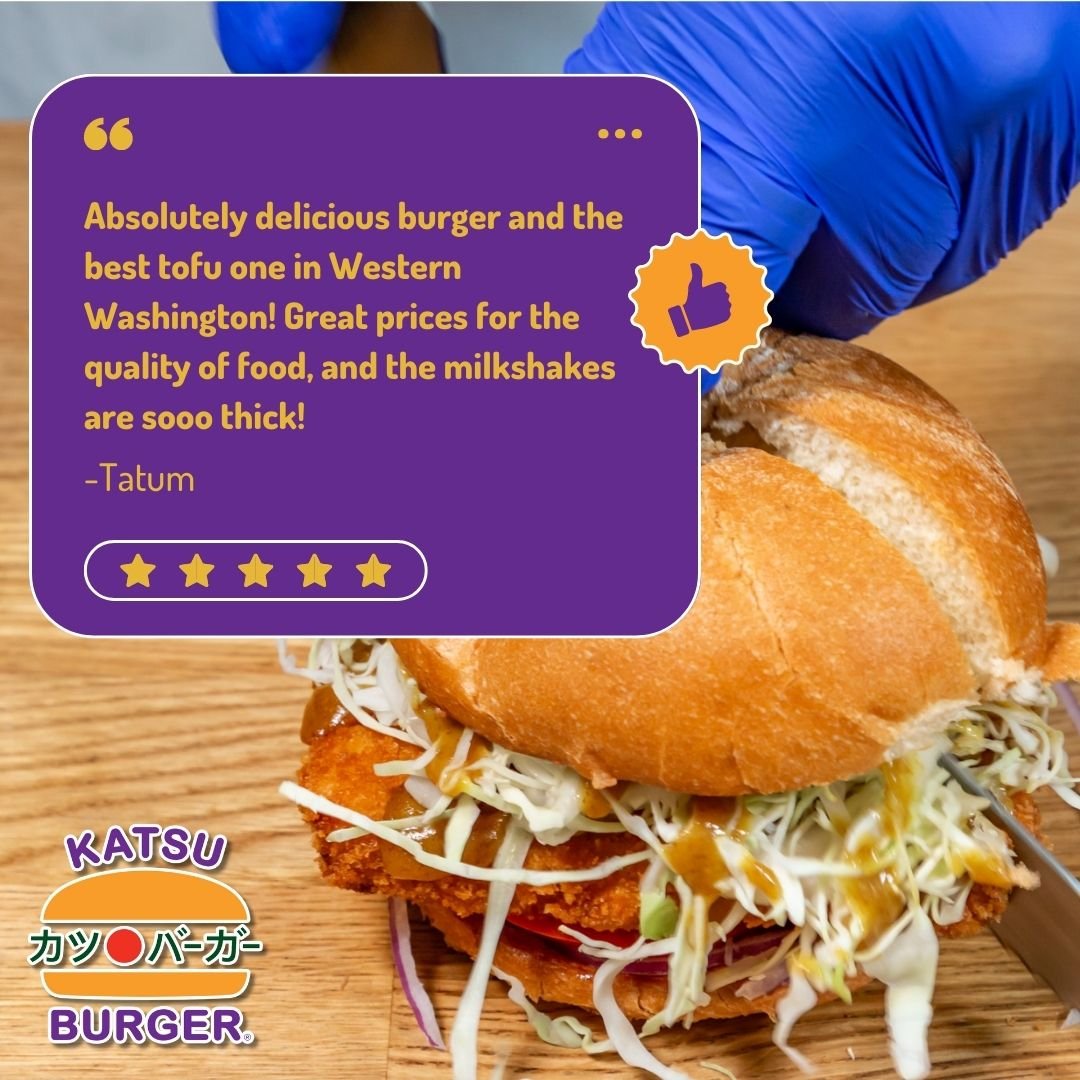 KatsuBurger's tweet photo. Flavor Recommendations! Tatum's a fan of our Honey Miso Tofu Burger! 🍔 How about you? Share a review of your go-to Katsu Burger meal and inspire others to try it!

🌟 https://t.co/PGFc6v50Tl

#KatsuBurger #JapaneseBurger #SeattleEats #SeattleFoodies #FusionBurger https://t.co/H36RvQ7Dni