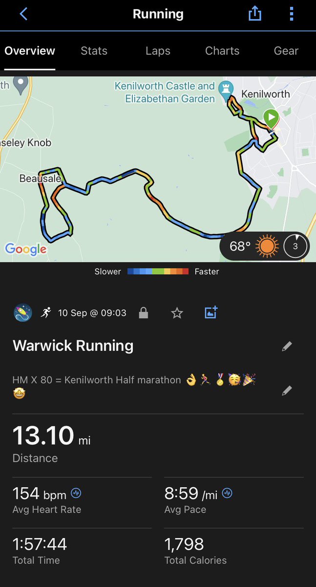 HM x 80 🥳🎉🏃‍♂️🏃‍♂️🏃‍♂️🏅 Today we ticked off the Kenilworth HM a stunning 🤩 1 loop course through the beautiful Warwickshire countryside with wonderful support throughout 👏👏👌🤩 #ontheroadtoa100HM 20 to go 🙏!!