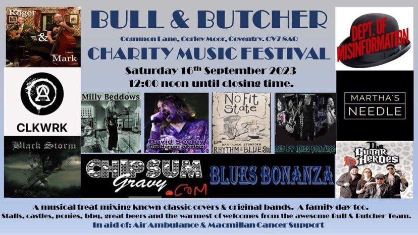 marthas_needle's tweet photo. We’re at the Bull and Butcher Saturday 16 September with a great line up and all for an amazing cause! Details below ⬇️ https://t.co/0n8WBqOEr8