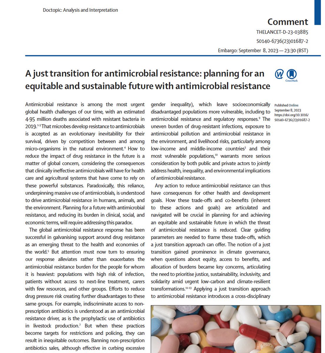 Just transition gained much prominence in climate governance. #JustTransition should also help us put equity and justice at the heart of planning for a future with #antimicrobial resistance. Read our new comment in <a href="/TheLancet/">The Lancet</a>  #JT4AMR thelancet.com/journals/lance…