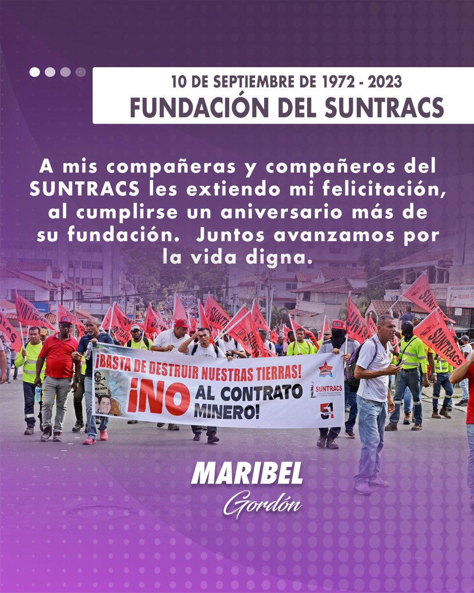 MaribelGordonC_'s tweet photo. Hoy 10 de septiembre en sus 51 años saludo a los compañeros y las compañeras del @suntracs1 https://t.co/z0C3k9eW3z
