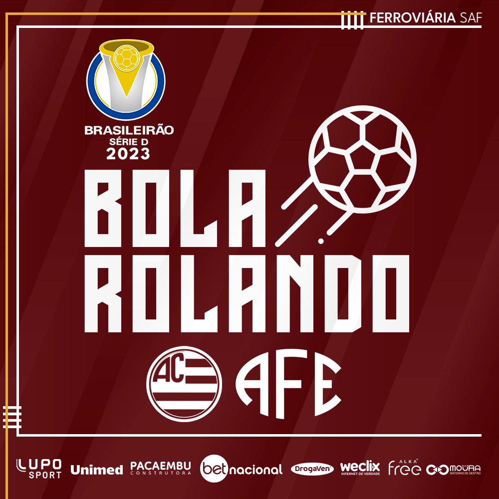 afeoficial's tweet photo. ⏱0' 1T - BOLA ROLANDO!
Vamos, Ferroviária! 🚂🇱🇻🏆
▶️ https://t.co/xKO2aYLOOF
ATC 0-0 AFE
#SérieD #VamosFerroviária #ATCxAFE https://t.co/DlDPyvCVn2
