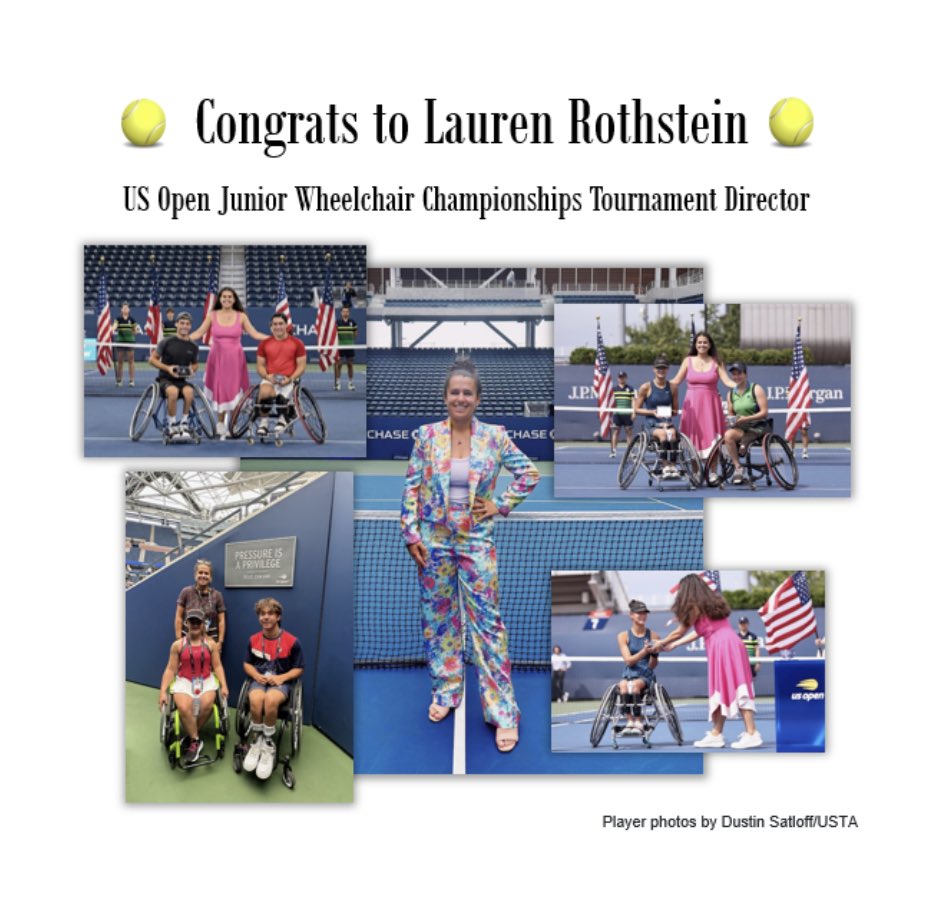 MicheleReader1's tweet photo. I celebrate my incredible daughter Lauren who was this year's Tournament Director for the US Open Junior Wheelchair Championships. These players are true athletes and competitors. @usopen 
#USOpen #wheelchairtennis #usta #billiejeankingnationaltenniscenter https://t.co/g969vEslmZ