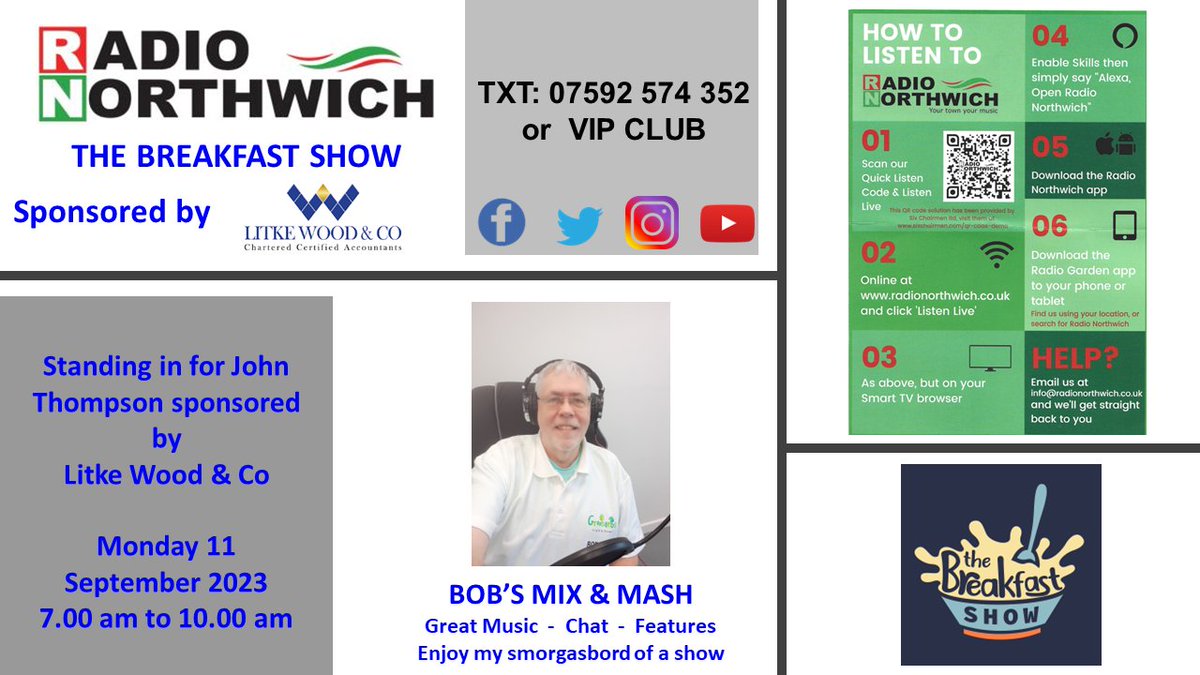 bigbobprice's tweet photo. Join me tomorrow morning between 7.00 am and 10.00 am as I stand in for John for the Breakfast Show sponsored by Litke Wood &amp; Co. Look forward to seeing you then. https://t.co/F690M6NBqf