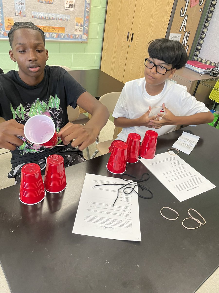 abmichalek's tweet photo. A little team-building exercise with cup stacking for the first week of school. My students were so excited to see who could come up with the best ideas! https://t.co/UHu0gLnPrb