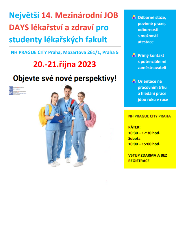 IFMSACZ's tweet image. 14. Mezinárodní JOB DAYS lékařství a zdraví v Praze, 20.-21.10.2023