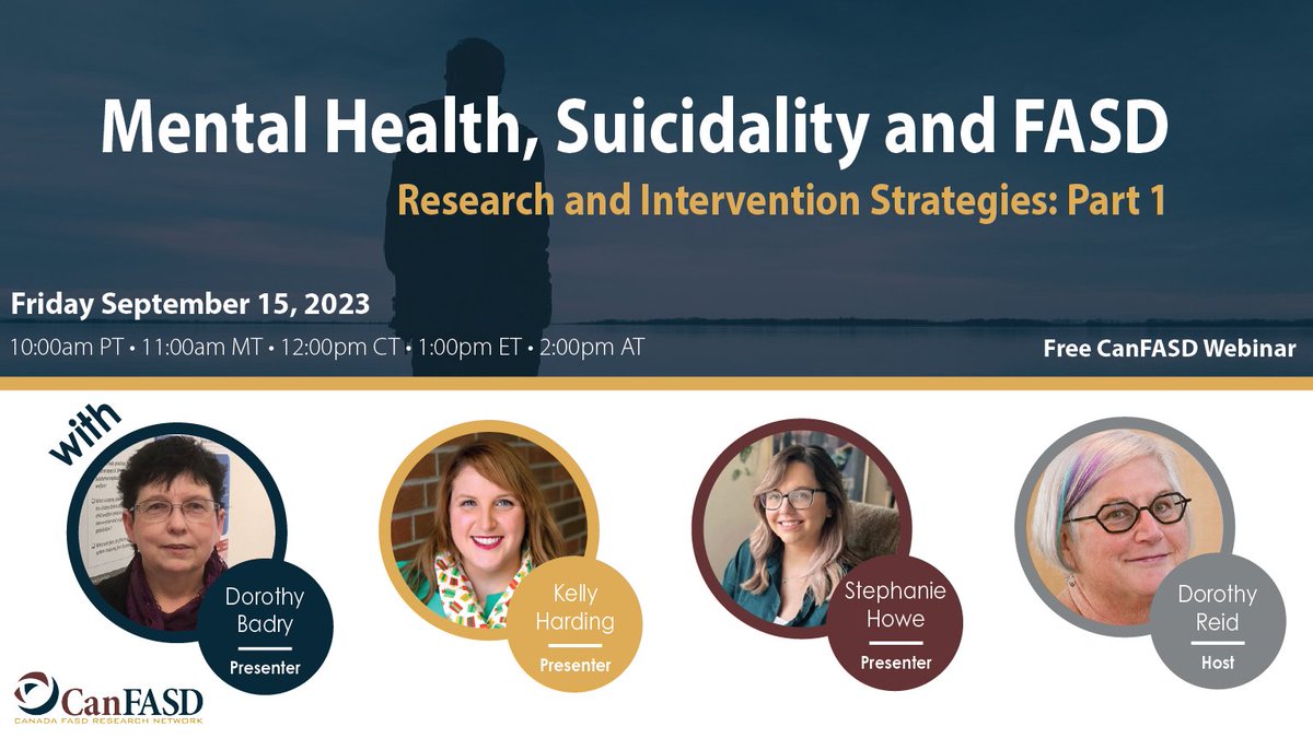 We’re hosting a webinar series on #research and intervention strategies for #MentalHealth and suicidality in #FASD. 

Register now: ow.ly/w1sJ50PIX6m  
#WorldSuicidePreventionDay