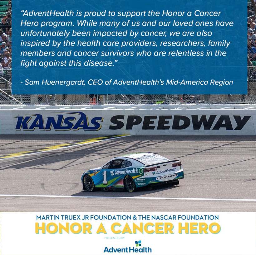 For the third consecutive year, AdventHealth has teamed up with <a href="/MTJFoundation/">MTJFoundation</a> and <a href="/NASCAR_FDN/">The NASCAR Foundation</a> to honor cancer heroes. Learn more about the heroes riding with <a href="/TeamTrackhouse/">Trackhouse Racing</a> drivers <a href="/Daniel_SuarezG/">Daniel Suárez</a> and <a href="/RossChastain/">Ross Chastain</a> in our blog: bit.ly/44NuF8e