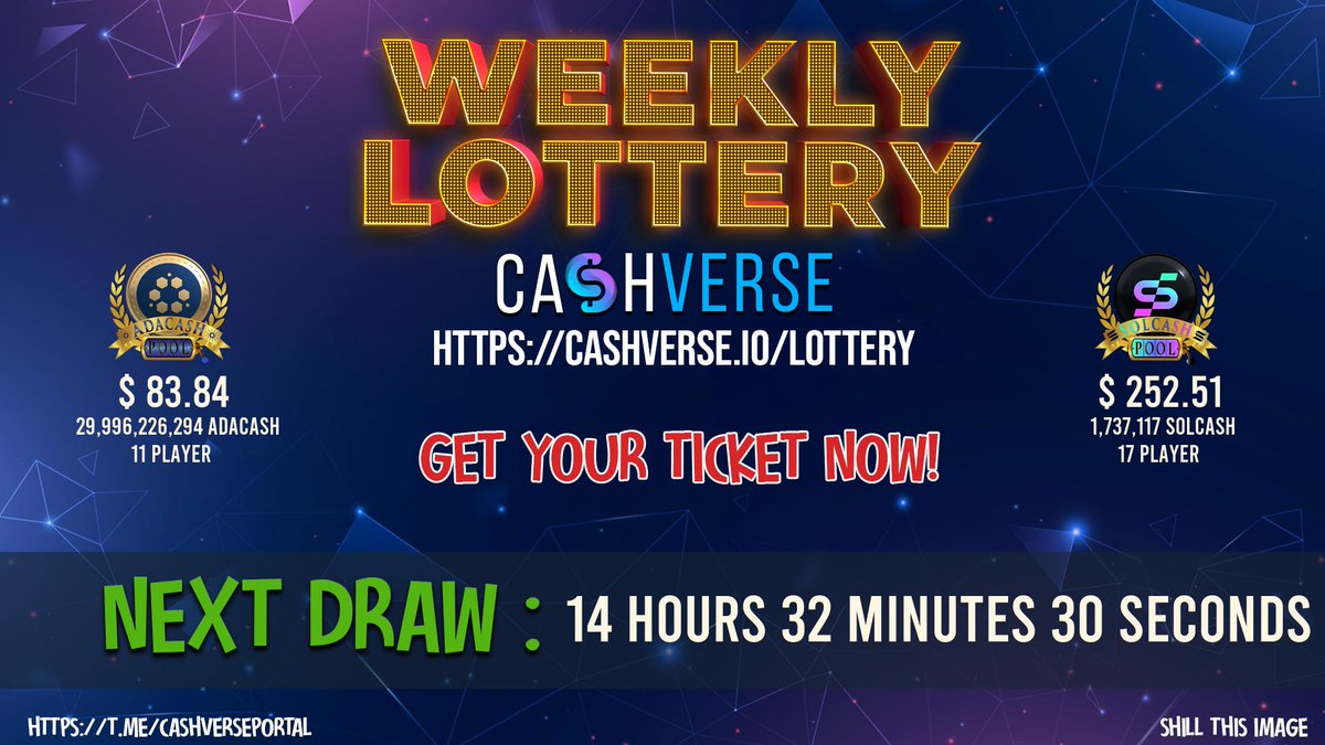 Get your ticket now at cashverse.io/lottery 🏆 #FortuneCash #CashVerse #Crypto #Defi