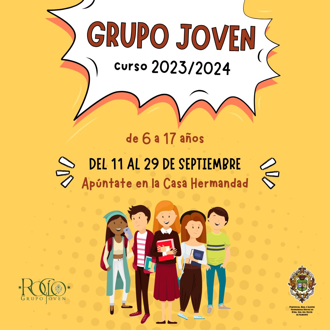 hdadmatrizrocio's tweet photo. GRUPO JOVEN | 📢 ¡Estamos preparando el nuevo curso en el Grupo Joven! Apúntate en la Casa Hermandad.

👉 Formación cristiana y rociera, experiencias con jóvenes de otras hermandades, peregrinación al Rocío o participación en el Encuentro de Jóvenes Rocieros...

¡Os esperamos! 🙌 https://t.co/kCGF96NjtN