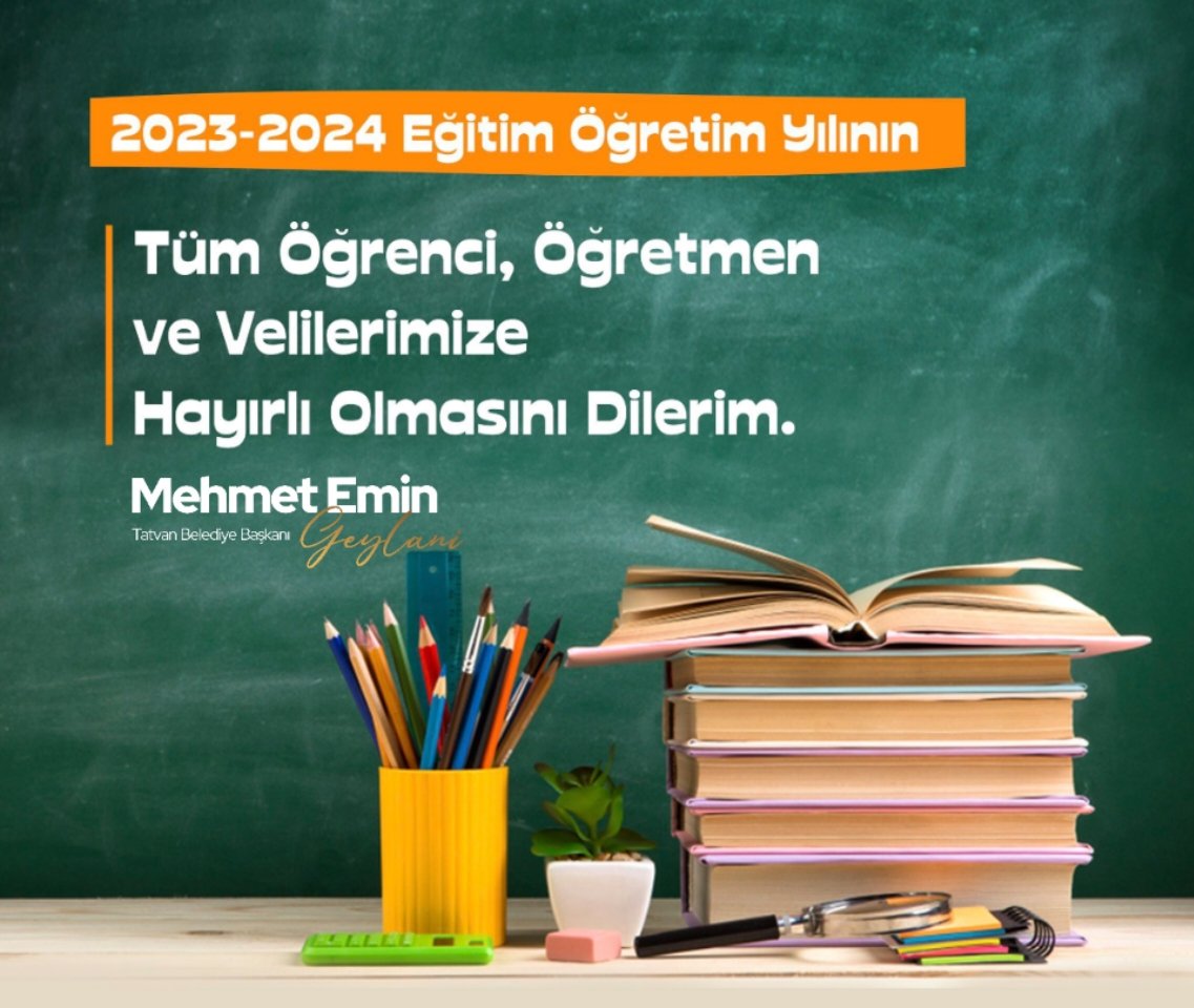 2023-2024 Eğitim Öğretim Yılı hayırlı olsun. 

Tüm öğrencilerimize ve öğretmenlerimize sağlıklı, başarılı ve mutlu bir yıl diliyorum.