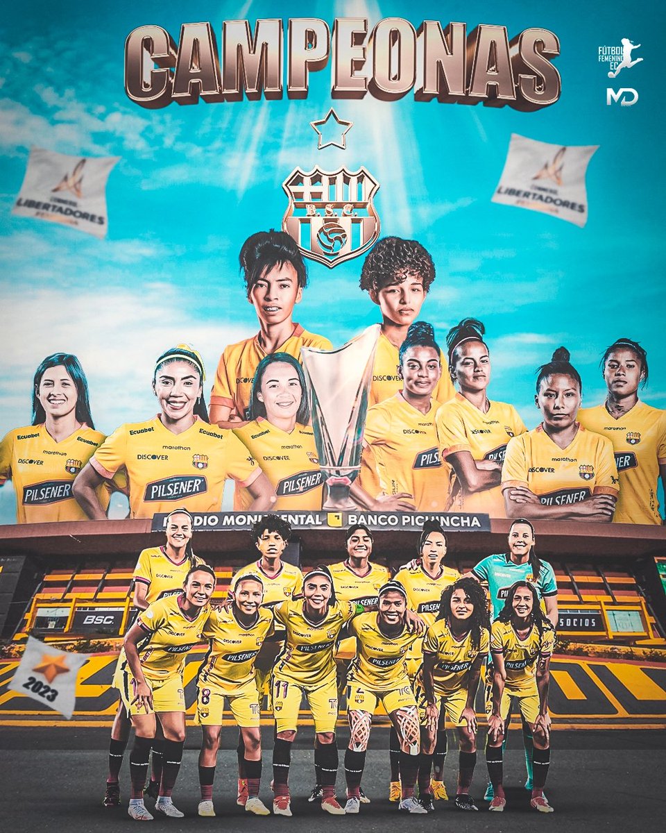 Futb_FemeninoEc's tweet photo. ¡AMARILLAS ALCANZAN LA GLORIA DEL FÚTBOL ECUATORIANO!

@BSCFemenino_ venció 3-0 a @DragonasIDV y por primera vez se convirtió en la campeona del torneo #SuperlLigaFemeninaDoradoBet🏆🇪🇨 dando la vuelta olímpica en el valle.

Clasifican a la Copa Conmebol Libertadores en Colombia. https://t.co/24msqRJDj2