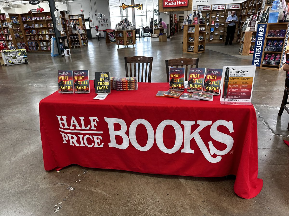 If you’re in the Dallas area, come stop by the Half Price Books Flagship location for a signed copy of WHAT STILL BURNS! I’ll be here until 3pm!