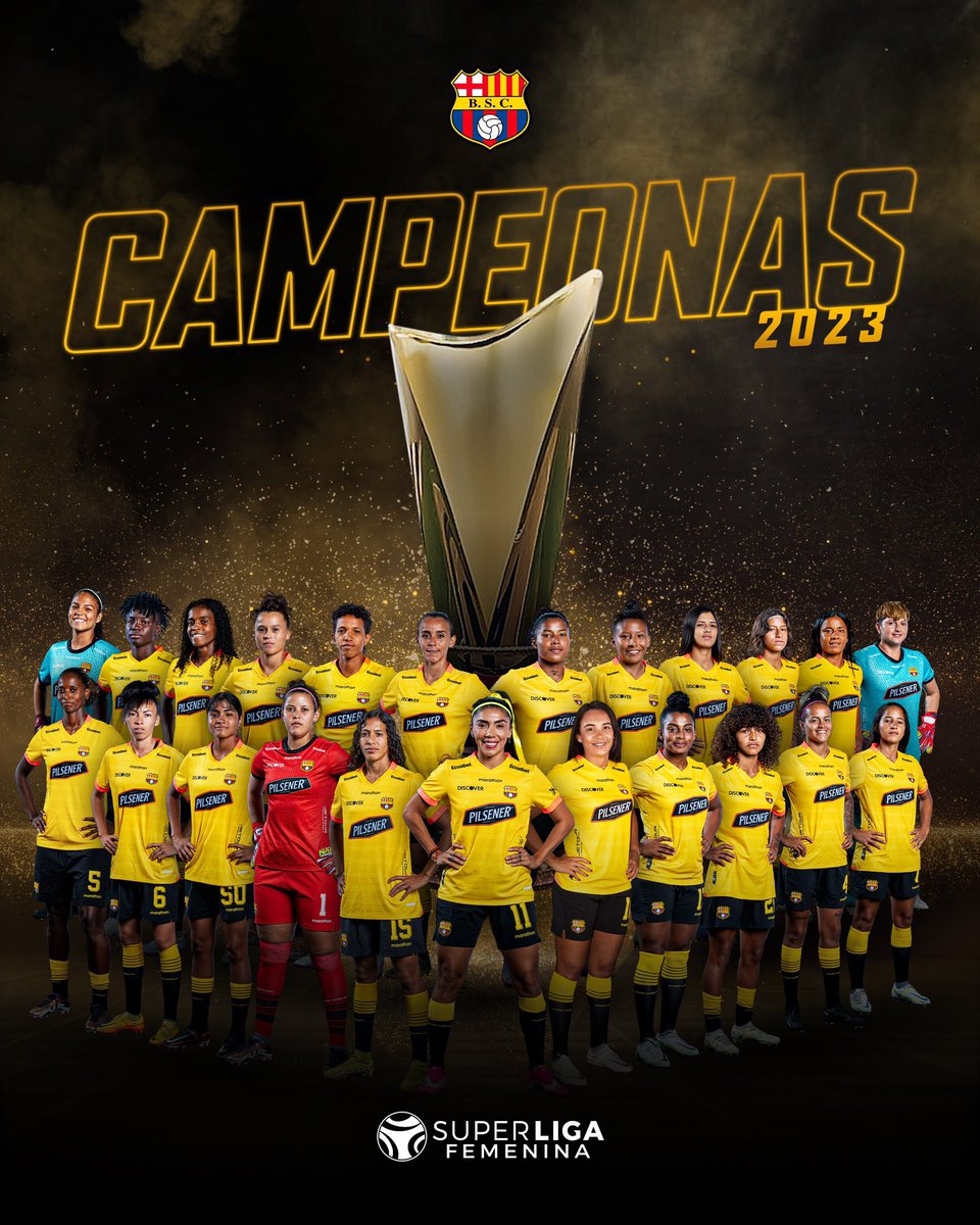 pilumeneses's tweet photo. ¡#BarcelonaSC son las nuevas campeonas de la Superliga Femenina! 🏆 

En la final de vuelta derrotaron 0-3 a Dragonas y consiguen su primer título nacional. Muy merecido después del partido que hicieron hoy. 

Madelin Riera es la goleadora del torneo con 27 tantos. 

Barcelona SC es el tercer equipo con el que Wendy Villón es campeona de Superliga, antes ya lo había sido con Deportivo Cuenca y El Nacional. 

¡Felicitaciones a todos quienes hacen @BSCFemenino_ !