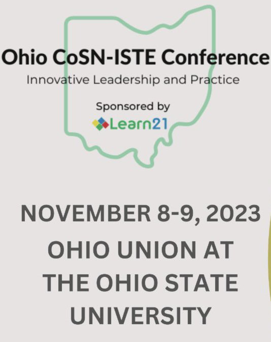 THE #OhioCoSN-ISTE Conference, sponsored by @Learn21Team, is less than 2 months away!!

Please join us by registering here:

t.ly/3L4fy