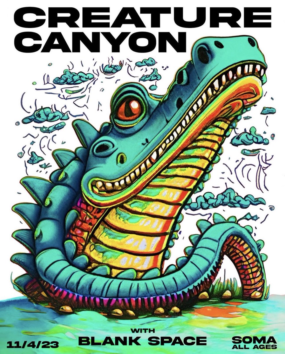Creature Canyon (@creaturecanyon) on Twitter photo All Ages November 4th <a href="/SOMAsd/">SOMA San Diego</a> <a href="/LiveNationSD/">Live Nation San Diego</a> ticketweb.com/event/creature… All Ages November 4th <a href="/SOMAsd/">SOMA San Diego</a> <a href="/LiveNationSD/">Live Nation San Diego</a> ticketweb.com/event/creature…