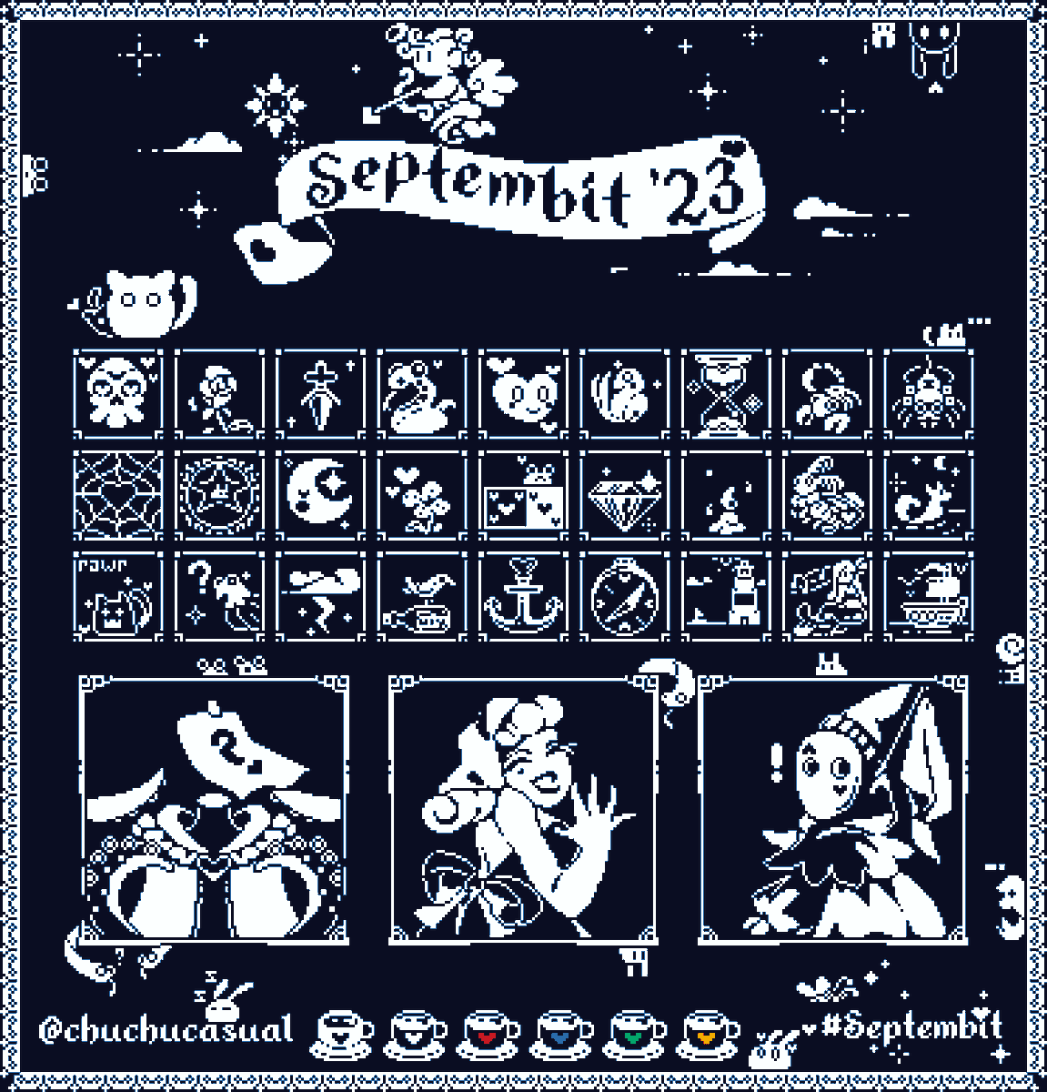 chuchucasual's tweet photo. Didn't post anything related, cuz first my wips can change a lot, and second cuz I wanted to make a surprise. So here is my #septembit '23 entry 
(⊃｡•́‿•̀｡)⊃━✿✿✿
#1bit #pixelart #art https://t.co/0Gayi3SsU4