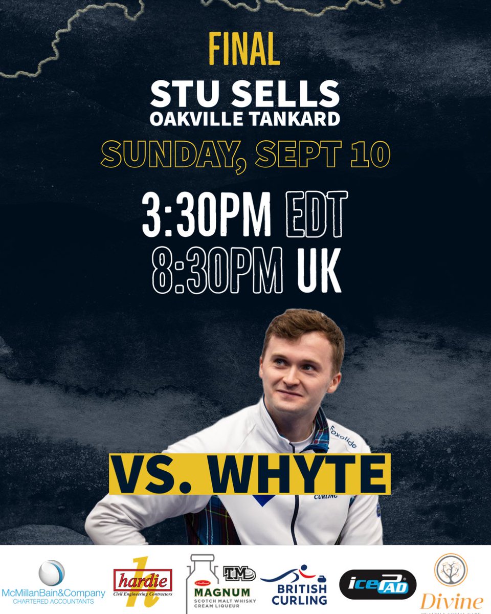 Stu Sells Oakville Tankard🥌

FINAL
🗓️ | Sunday, September 10
🆚 | Whyte
📍 | Oakville 🇨🇦
🕞 | 3:30PM EDT
🕣 | 8:30PM UK 
💻 | Live stream: youtube.com/live/Rdf_owtMP…