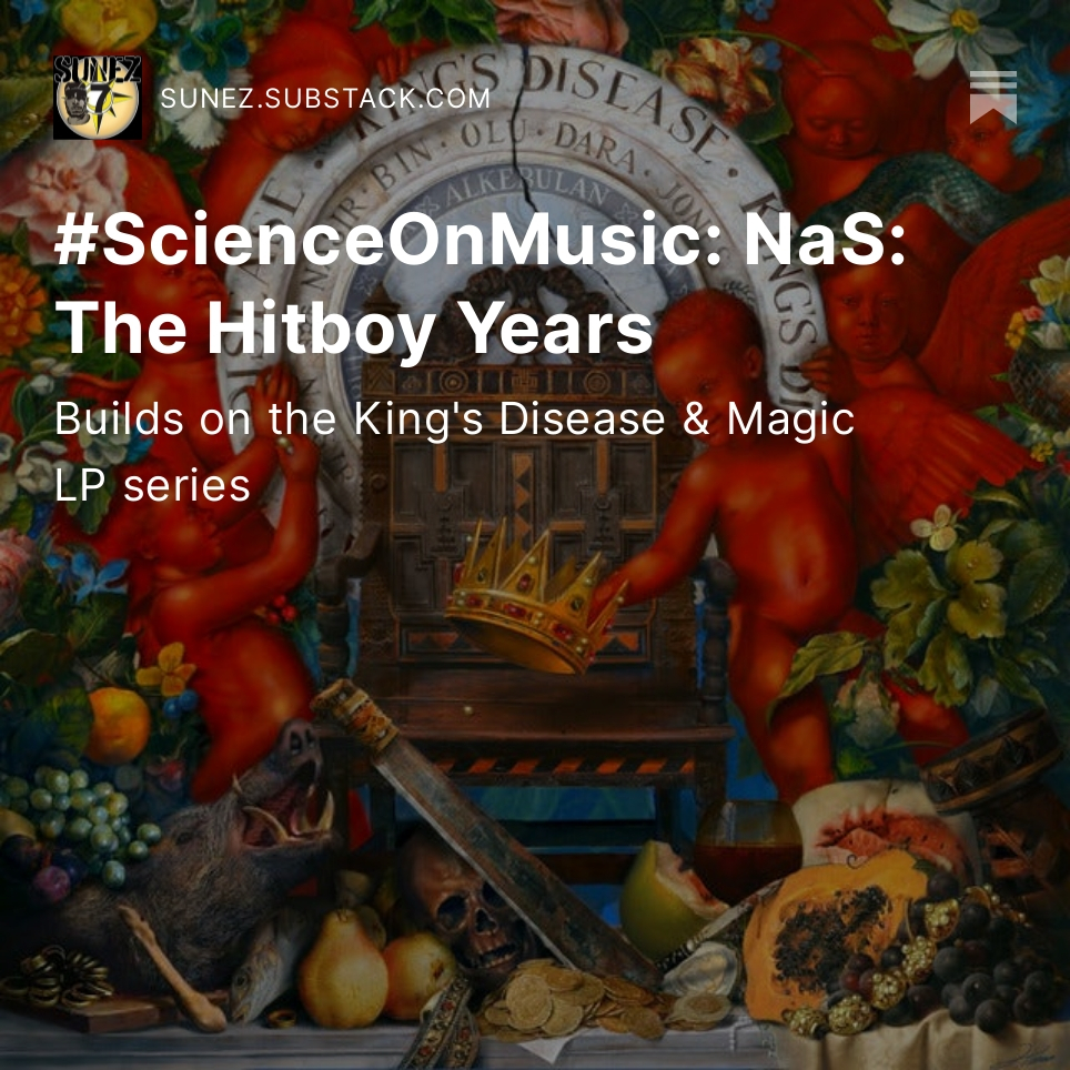 Sunez7's tweet photo. SUBSCRIBE NOW!!! 
[LINK IN BIO]
By #Sunez aka #SkillastratorLO  
The ONLY Hip Hop Writer of #ArtOnArt &amp; #ScienceOnMusic. 
This is the element I founded. #HipHop50 

Exclusive Build: 🚨#ScienceOnMusic: NaS: The Hitboy Years 🚨
🫡the absolute GOAT candidate #Nas https://t.co/16u7dpwFKB