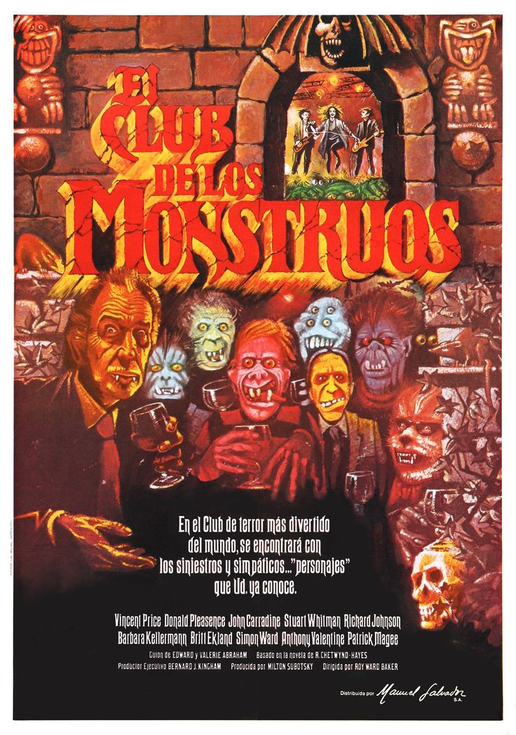 TheFilmFair's tweet photo. Spanish movie poster for #RoyWardBaker's #TheMonsterClub (1981) #VincentPrice #DonaldPleasence #JonnCarradine #AnthonySteel #BarbaraKellerman #SimonWard #RichardJohnson #BrittEkland #GeoffreyBayldon https://t.co/nqkyC2gafL