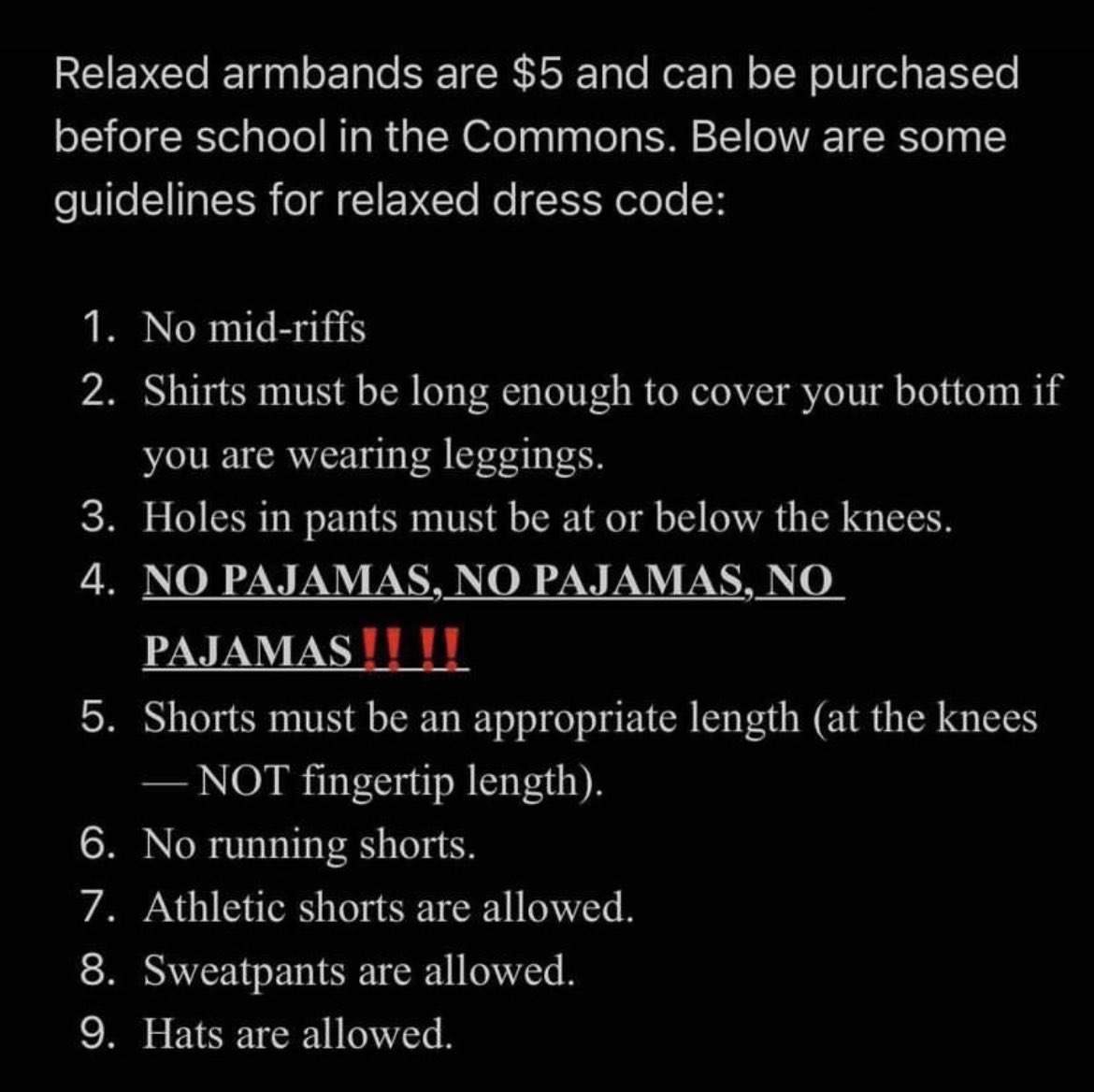 🚨SENIORS🚨
this week has a lot going on
🪙PENNY WARS🪙 
bring your pennies and silver change &amp; bills for other classes. winner has first choice for hoco theme!
🩳RELAXED DRESS CODE🩳
make sure everyone gets an armband &amp; follows the rules below. all funds will go to the penny war