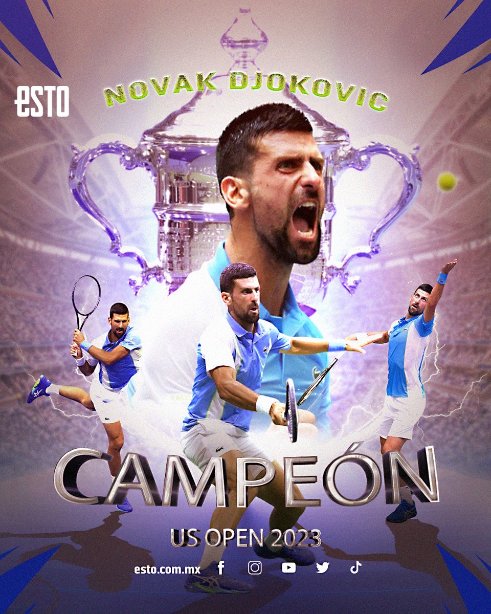 estoenlinea's tweet photo. ¡El amo del Tenis lo volvió a hacer! 🤩

Djokovic derrotó a Medvédev en el #USOpen y así consigue su título 24 de Gran Slam 🎾🏆

📲https://t.co/5YZljwSqmk https://t.co/x2SWFcZHK3