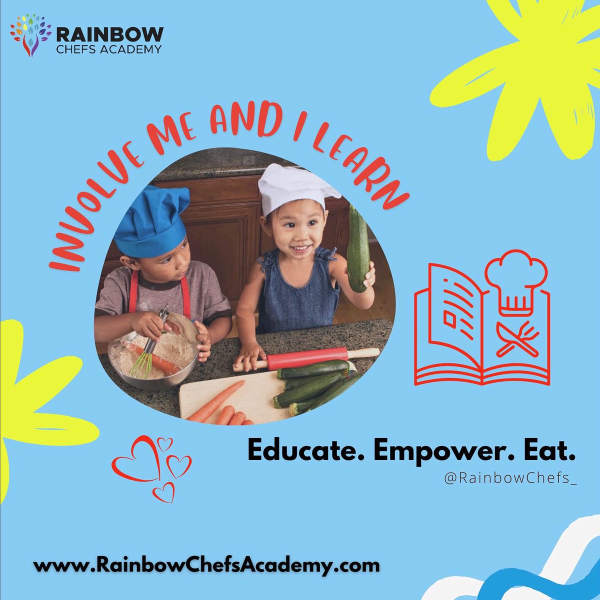 🌈👨‍🍳 Rainbow Chefs: Empowering kids through hands-on cooking! 

'Tell me and I forget, teach me and I may remember, involve me and I learn.'

~ Benjamin Franklin 

🌈 ❤️

#HandsOnLearning #CookingWithKids #NoKitchenRecipes #RainbowChefs