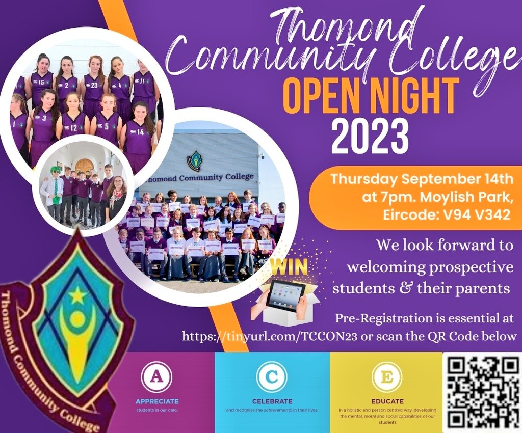 Our Open Night 2023 is happening this Thursday, Sept 14th at 7pm sharp! Come along early & enjoy music from our students in the Music Generation pod from 6.30pm! Ipad to be won on the night! Pre Reg essential! Looking forward to meeting you all! @LCETBSchools #bestsecondaryschool