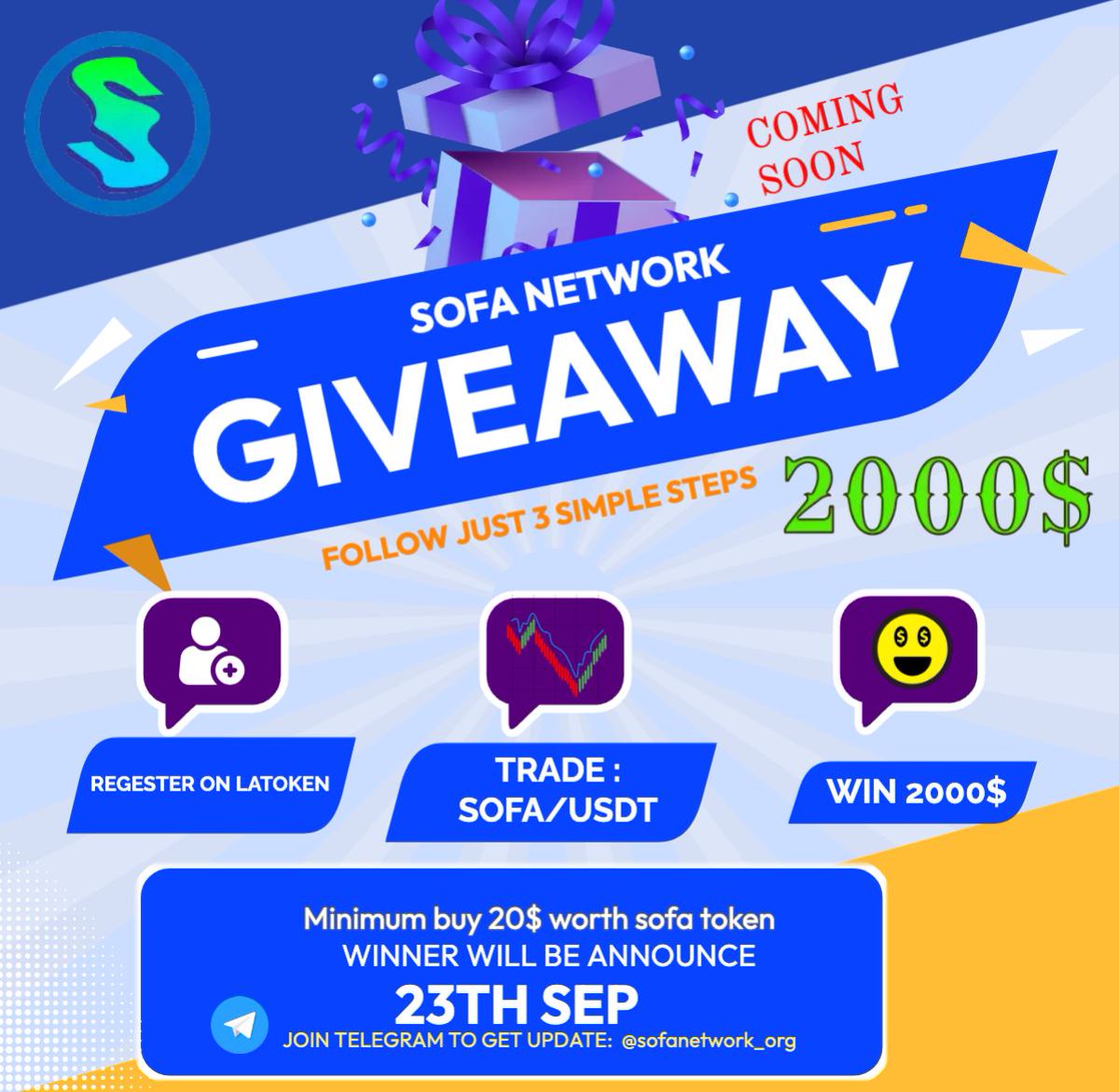 Snowwhitee_org's tweet photo. Sofa network giveaway Soon 
2000$ 
🎉🎉🎉📊🛜 https://t.co/fDBTKzPCKZ