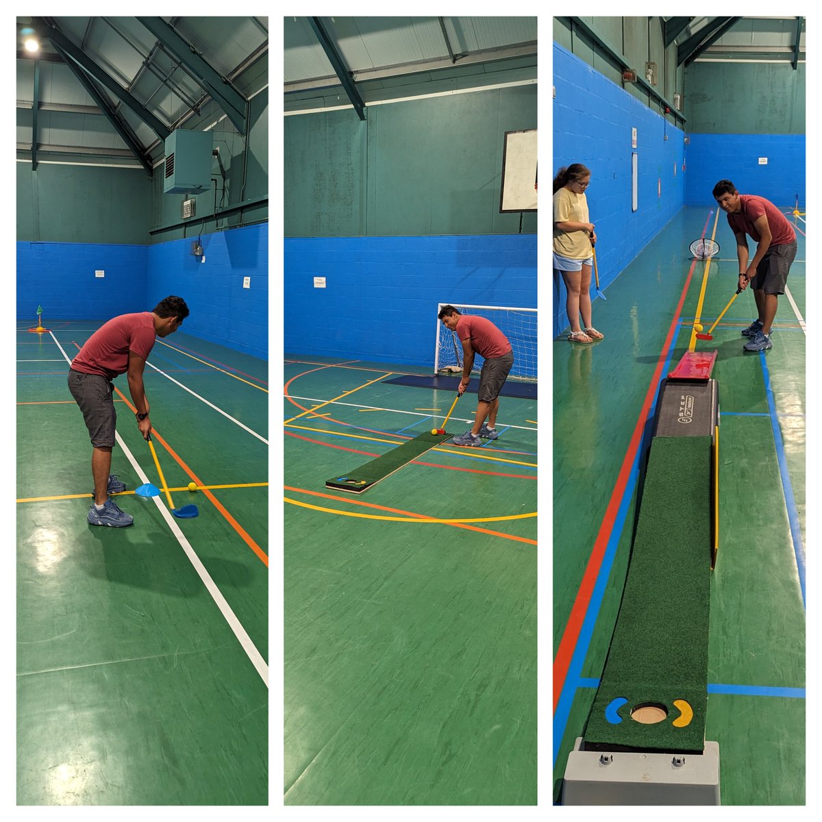 DerwenBen's tweet photo. A bit of indoor pitch and putt tonight,dodging the storm! @DerwenCollege @SteveE_Derwen https://t.co/rOoWqD1NrY