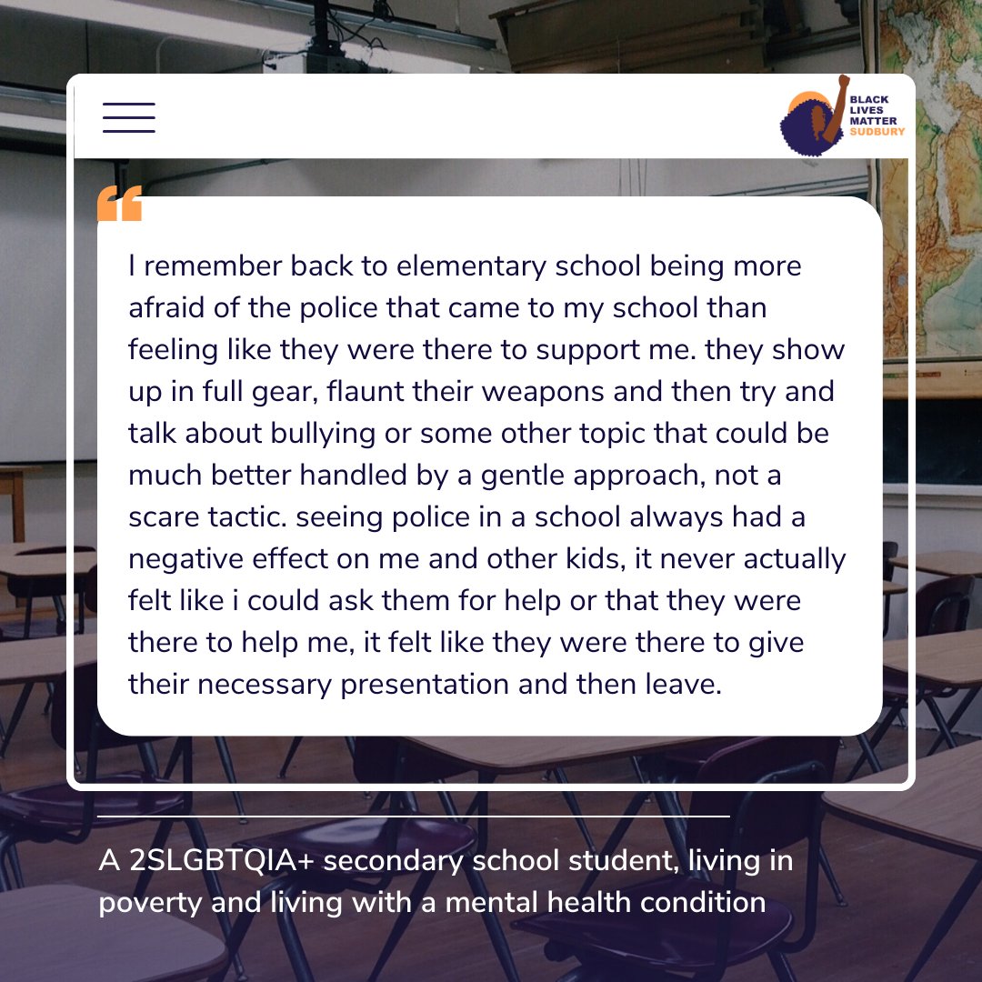 blmsudbury's tweet photo. Policing Free Schools: A community-based exploration of the impacts of SRO programs within the Greater Sudbury Area is now available online: https://t.co/Qn63aTEGKe

CW: mental health, racial profiling, police and state violence, sexual assault, and anti-queer prejudice https://t.co/DpcWjXiHyq